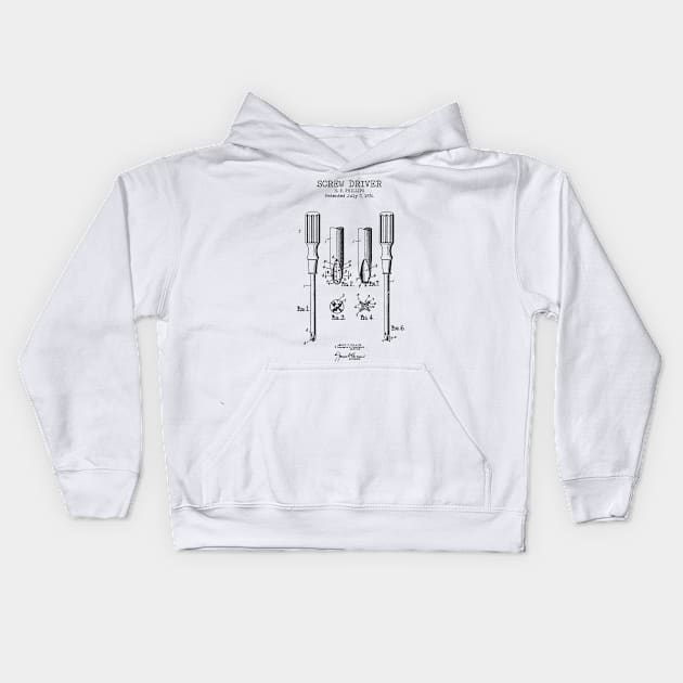 SCREWDRIVER patent Kids Hoodie by Dennson Creative